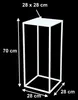 A white metal stand with dimensions indicated by text and arrows. Náhled obrázku produktu