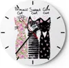 Wanduhr - Rund - Glasuhr - Katzen Blumen Tiere - 40x40cm - Produktbild-Vorschau 1
