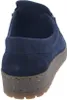 A rear view of a navy blue suede shoe with a brown sole. Produktbild-Vorschau