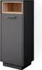 A tall, narrow cabinet with a gray door and a wooden shelf compartment. Náhled obrázku produktu