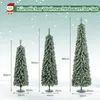 Three artificial Christmas trees of different sizes are displayed with their dimensions indicated. Podgląd zdjęcia produktu