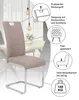 A chair with callouts highlighting its features. Produktbild-Vorschau