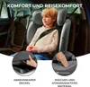 A young boy is sitting in a car seat in the back seat of a car. The image also shows close-ups of the car seat's features. Anteprima dell’immagine prodotto