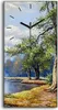 Wanduhr Bürouhr Leinwand Bild 30x60 Gemälde Fluss Wald Produktbild-Vorschau 1