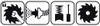 Four icons representing different features or functions of a tool. Voir les images du produit
