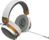 A pair of white and gold headphones is shown against a white background. Podgląd zdjęcia produktu