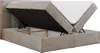 A beige boxspring bed with its storage compartment open, revealing the mattress and internal mechanisms. Produktbild-Vorschau