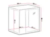 A diagram showing the dimensions of a glass display cabinet. Anteprima dell’immagine prodotto