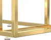 A close-up view of the gold-colored metal frame and white feet of a table. Produktbild-Vorschau