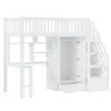 Flieks Lit superposé 90x200 avec armoire, lit surélevé avec Voir les images du produit 8