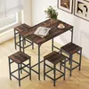 HOMCOM 5-teiliges Bartisch Set Bartisch mit Barhocker-Set Produktbild-Vorschau 10