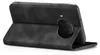 A black flip case for a smartphone is shown from a side angle, with the front cover open. Produktbild-Vorschau