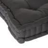 A close-up view of a dark gray floor cushion. Produktbild-Vorschau