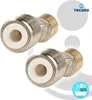 Two plumbing fittings are shown against a white and light gray background. The brand logo 'TECURL' is visible in the upper right corner, and a smaller logo with a bathtub and shower icon is in the lower right corner. Produktbild-Vorschau