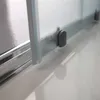 Close-up of a shower cabin's sliding door mechanism and frosted glass. Anteprima dell’immagine prodotto