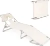 A cream-colored folding lounge chair with a headrest is shown against a white background. A second, folded version of the chair is shown in the upper right corner. Náhled obrázku produktu