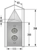 A technical drawing with dimensions of an electrical outlet. Voir les images du produit