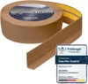 A roll of brown flexible skirting board with adhesive backing, shown partially unrolled, with a certification badge in the foreground. Anteprima dell’immagine prodotto
