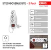EMOS P1323R Multiprise 3-fois avec interrupteur, 3 m de Voir les images du produit 2