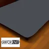 A close-up view of a dark gray fitted sheet on a bed, with a logo in the bottom left corner. Produktbild-Vorschau