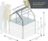 A diagram showing the dimensions of a greenhouse with silhouettes of two people for scale. Podgląd zdjęcia produktu