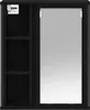 A black bathroom wall cabinet with a mirror and shelves. Produktbild-Vorschau