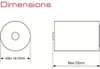 Diagrams showing the dimensions of a cylindrical object with a hole in the center. Produktbild-Vorschau