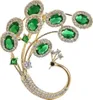 Brosche für Damen, Pfauenform, Kunst-Smaragd-Strass, Retro, Produktbild-Vorschau 1