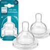 A product shot of two Philips Avent anti-colic baby bottle nipples, with packaging visible on the left. Náhľad obrázku produktu