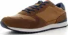 A single brown and tan sneaker with blue laces and white sole is shown against a white background. Produktbild-Vorschau