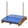 SwingKing Bac à sable en bois avec bacs à eau et bâche pour Voir les images du produit 2