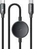 A black USB-C charging cable with a circular adapter in the middle, laid out on a white background. Podgląd zdjęcia produktu