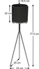 A black metal plant stand with a pot, shown with dimensions indicated by measurement lines and text. Anteprima dell’immagine prodotto