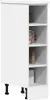A white cabinet with open shelves, displaying various items. Produktbild-Vorschau