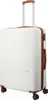 A white trolley suitcase with brown accents and a retractable handle, shown against a white background. Produktbild-Vorschau