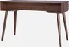 A dark brown wooden desk with four tapered legs, presented against a plain light gray background. Anteprima dell’immagine prodotto