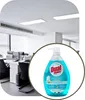A bottle of dish soap is shown in the foreground, superimposed over an image of an office space. Produktbild-Vorschau