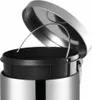 Close-up of the top of a stainless steel trash can with the lid open. Náhled obrázku produktu