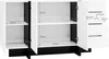 A diagram showing the dimensions of a white and black sideboard. Anteprima dell’immagine prodotto