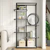A modern, multi-level bookshelf filled with decorative items and books. Podgląd zdjęcia produktu