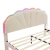 Close-up view of a bed frame's headboard and slats. Produktbild-Vorschau