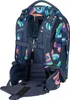 The back view of a blue backpack with a colorful abstract pattern. Náhled obrázku produktu