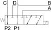 A schematic diagram of a hydraulic valve. Produktbild-Vorschau