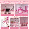 COSTWAY Puppenhaus Holz, Kinder Dollhouse mit 17 Produktbild-Vorschau 4