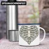 Trendation - Skelet Emaille Tasse Herz Geschenk Totenkopf Produktbild-Vorschau 4
