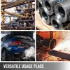 A collage of four images showing industrial equipment, rolls of metal, a car with its trunk open, and a grinding wheel creating sparks. Podgląd zdjęcia produktu
