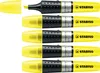 A group of yellow highlighter pens with their caps off and on, arranged vertically. Náhled obrázku produktu