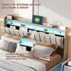 Lit Coffre 160x200 cm Velours Gris, LED, Charge USB, Voir les images du produit 7
