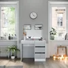 Coiffeuse Vicco Sherry Blanc Haute brillance 90cm avec Voir les images du produit 4