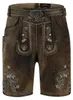 Heren lederen korte broek, vintage stijl, bruin, met riem, Productafbeelding-voorbeeld 1